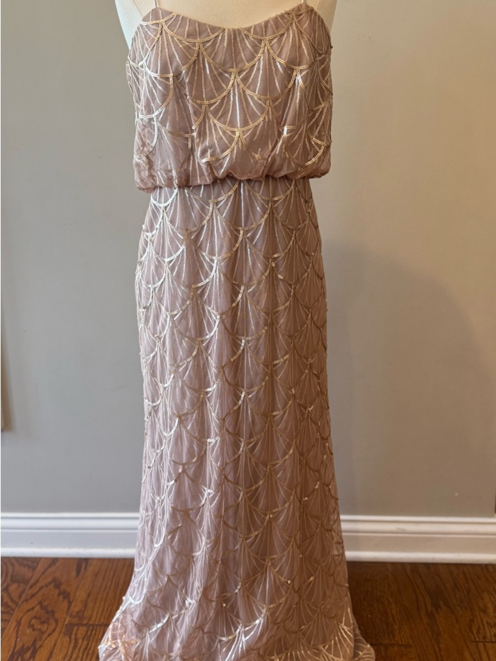 SORELLA VITA Blush Beaded Scallop Maxi Dress